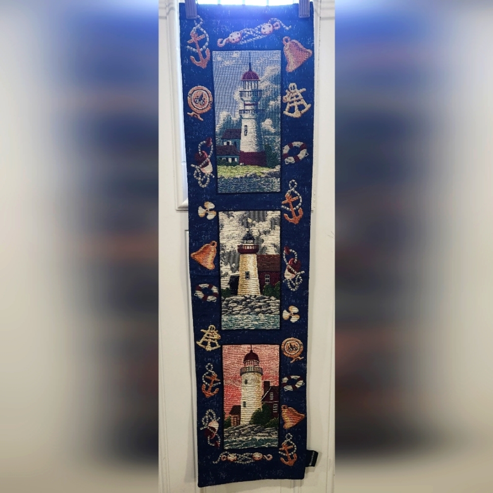 Goodwin weavers Coastal Lighthouse tapestry 34in. x 8in.